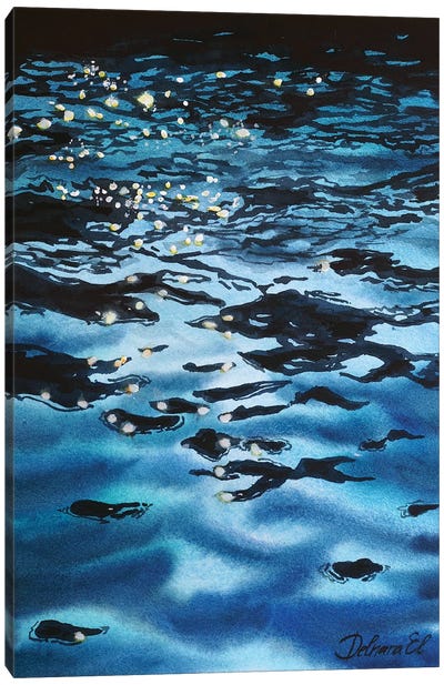 Sea Reflection Waves Canvas Art Print - Blue Art