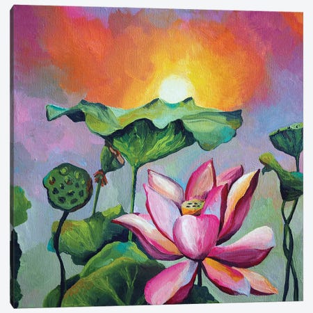 Sunny Lotus Canvas Print #DER90} by Delnara El Canvas Art