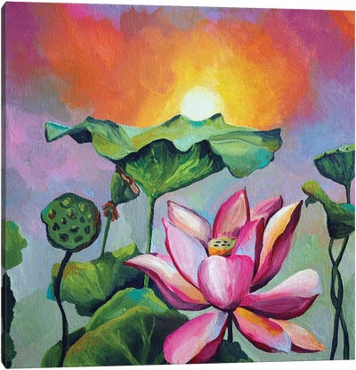 Sunny Lotus Canvas Art Print - Delnara El