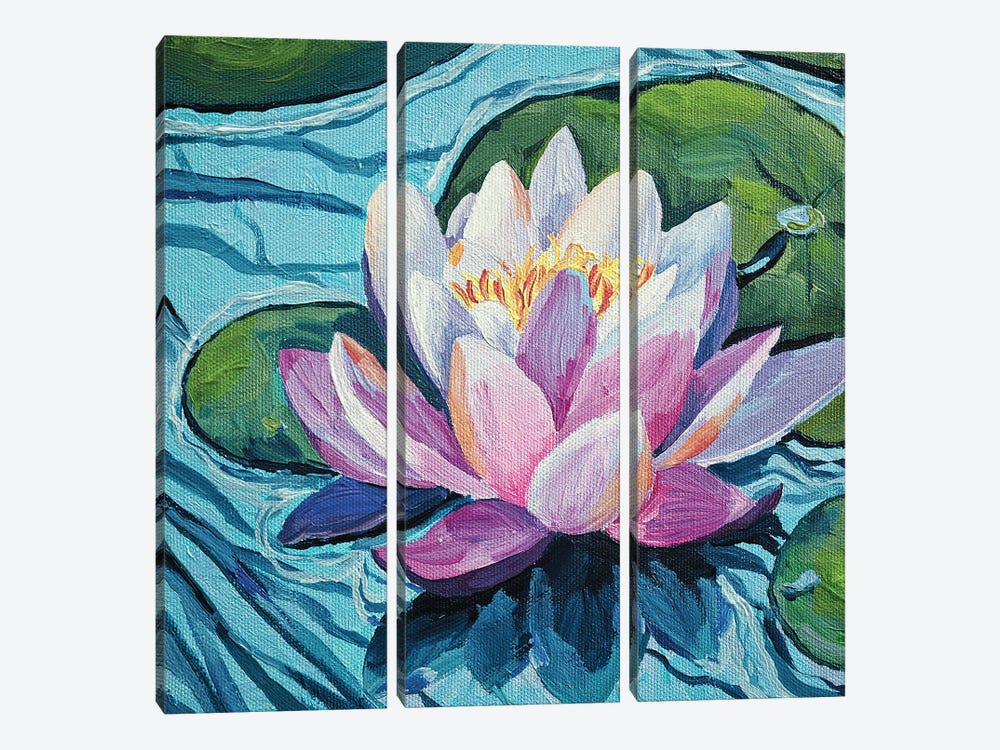 Lovely Lotus Flower by Delnara El 3-piece Canvas Wall Art