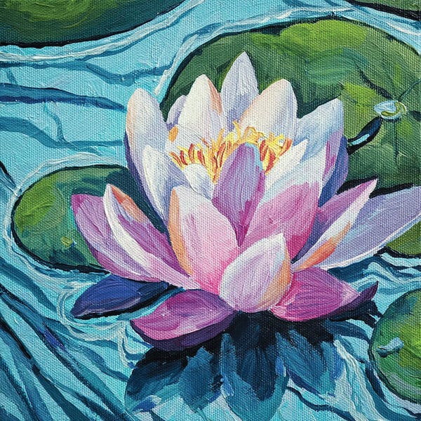 Watercolor Flowers: Lovely Lotus Flower by Delnara El