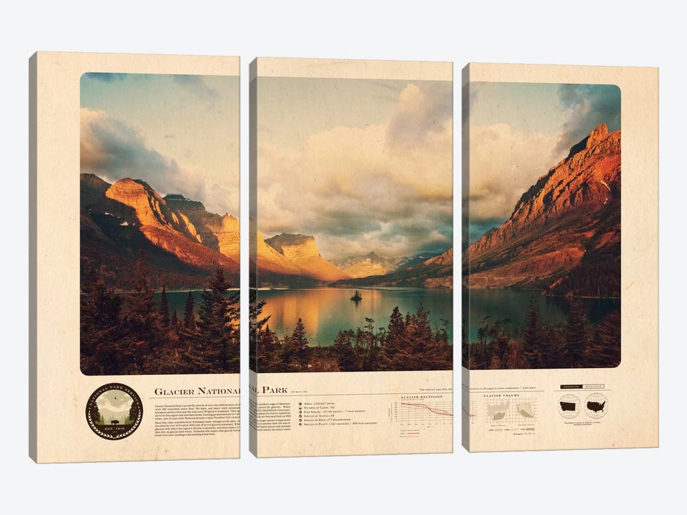 Glacier National Park by 2046 Design 3-piece Art Print