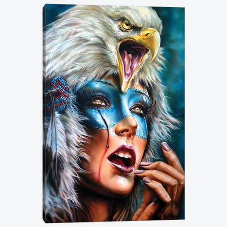 Eagle Spirit Hood Canvas Print #DET18} by Derek Turcotte Canvas Artwork