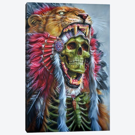 Lion Warrior Canvas Print #DET33} by Derek Turcotte Canvas Wall Art