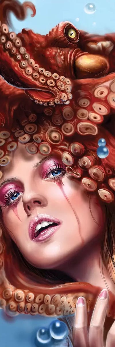 Octo Girl Skate Deck by Derek Turcotte framed canvas print