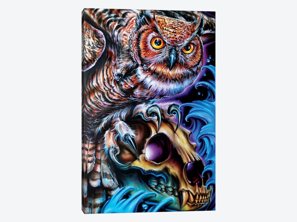 Owl And Bear Skull by Derek Turcotte 1-piece Art Print