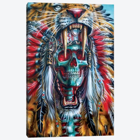 Sabertooth Warrior Canvas Print #DET43} by Derek Turcotte Art Print