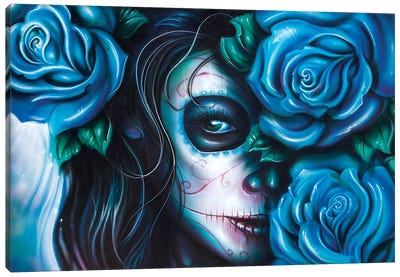 Skull Girls III Canvas Art Print - Floral Portrait Art