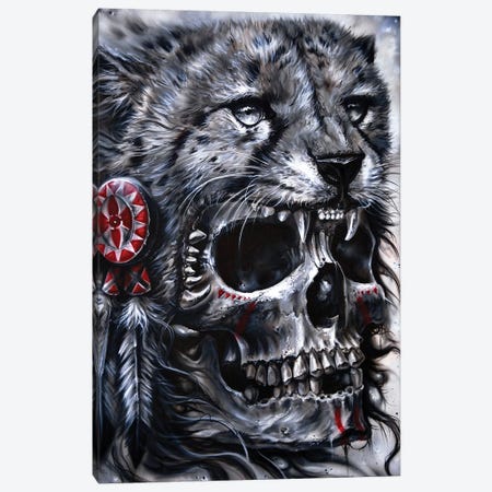 Skull Leopard Canvas Print #DET47} by Derek Turcotte Canvas Art
