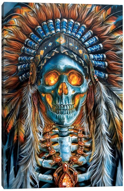 Warrior Chief Canvas Art Print - Skeleton Art