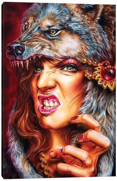 Wolf Girl Canvas Art Print - Wolf Art