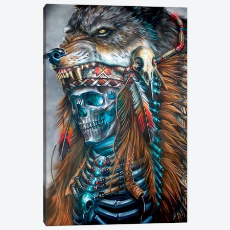 Wolf Spirit Hood Canvas Print #DET59} by Derek Turcotte Canvas Artwork