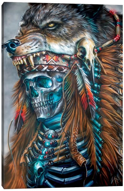 Wolf Spirit Hood Canvas Art Print - Wolf Art