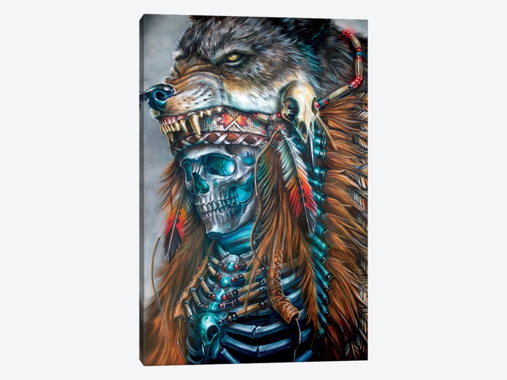 Wolf Spirit Hood by Derek Turcotte 1-piece Canvas Print