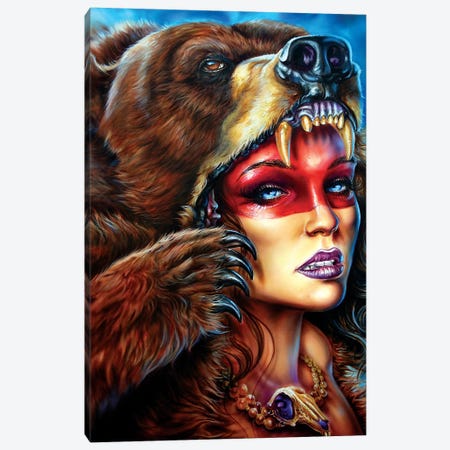 Bear Headress  Canvas Print #DET5} by Derek Turcotte Art Print