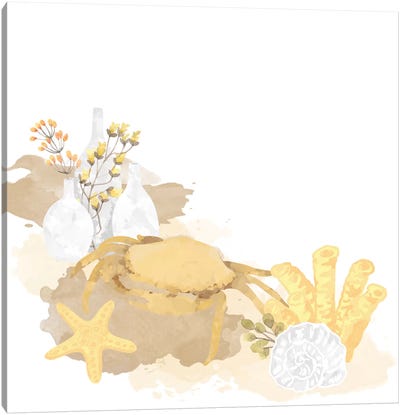 Playing With Sand Canvas Art Print - Crab Art