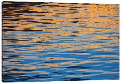 An Abstract Look At Sunset Colors Reflected On A Calm Ocean, Canary Islands, Spain Canvas Art Print - David Fleetham