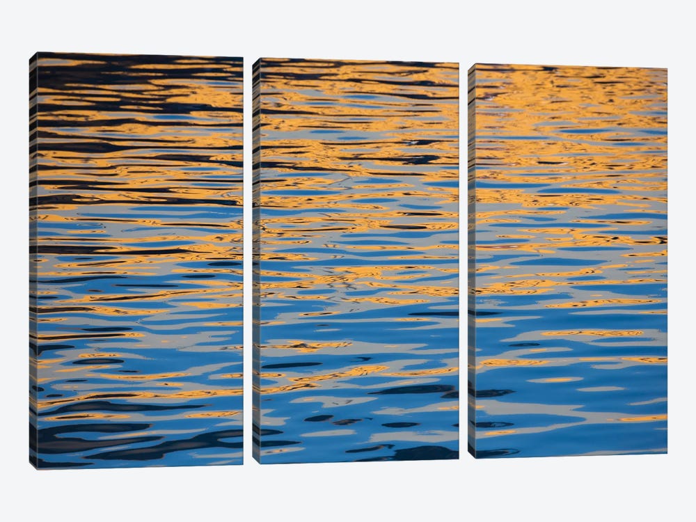 An Abstract Look At Sunset Colors Reflected On A Calm Ocean, Canary Islands, Spain by David Fleetham 3-piece Canvas Art Print