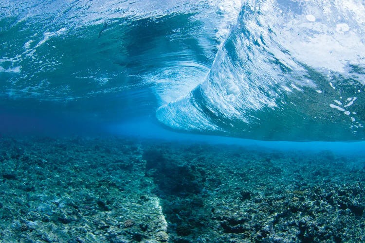 Surf Crashes On The Reef Off The Island Of Yap In Micronesia