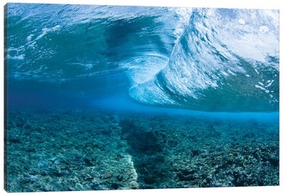 Surf Crashes On The Reef Off The Island Of Yap In Micronesia Canvas Art Print - Micronesia
