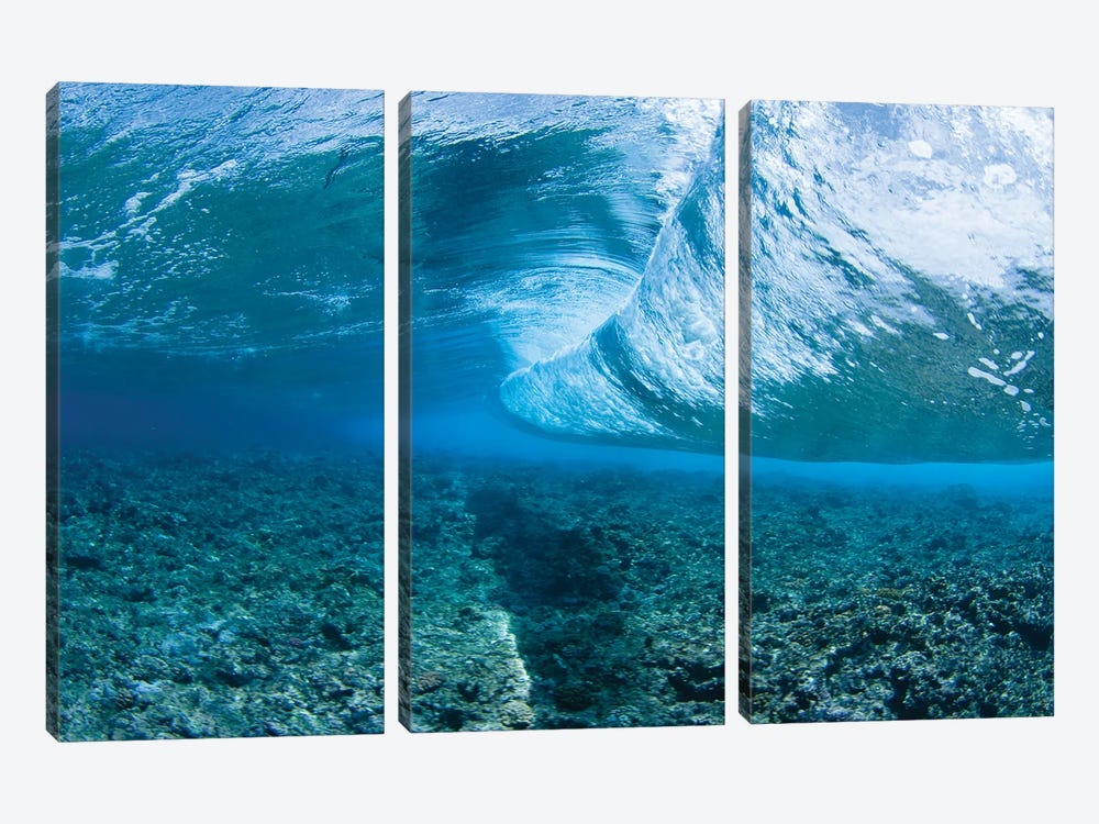 Surf Crashes On The Reef Off The Island Of Yap In Micronesia by David Fleetham 3-piece Canvas Art