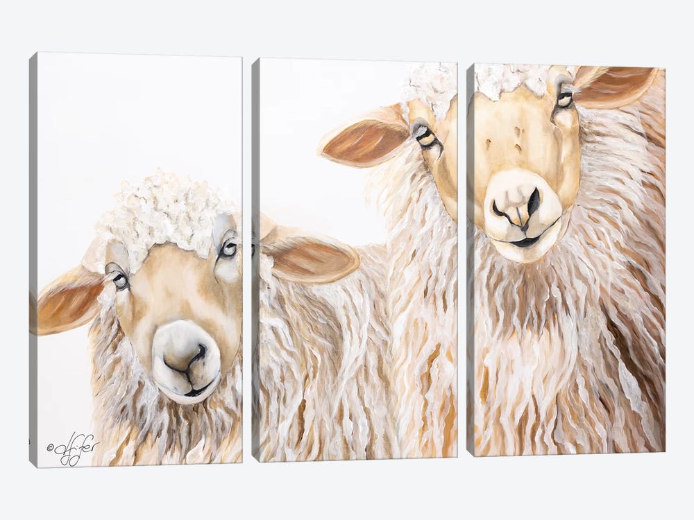 Ba Ba White Sheep by Diane Fifer 3-piece Canvas Print