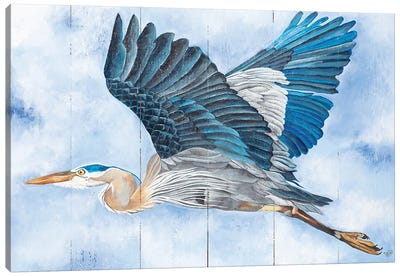 Spread Your Wings Canvas Art Print - Great Blue Heron Art
