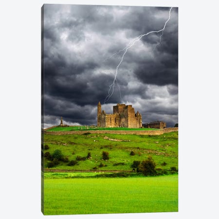 Lightning Bolt Over Rock Of Cashel, County Tipperary, Munster Province, Republic Of Ireland Canvas Print #DFL3} by Dennis Flaherty Canvas Art