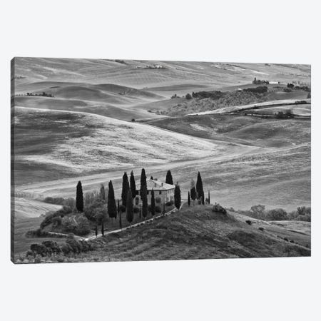 Countryside Landscape In B&W, San Quirico d'Orcia, Siena Province, Tuscany Region, Italy Canvas Print #DFL6} by Dennis Flaherty Canvas Art Print