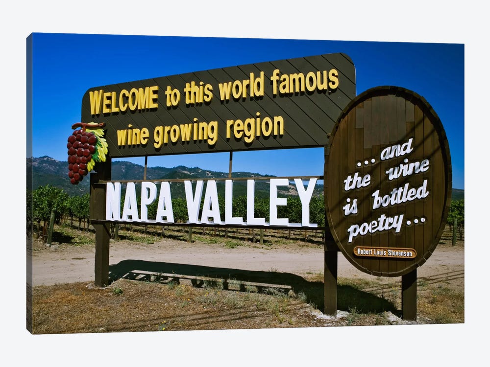 Welcome Sign, Napa Valley American Viticultural Area, Napa County, California, USA,  by Dennis Flaherty 1-piece Canvas Wall Art
