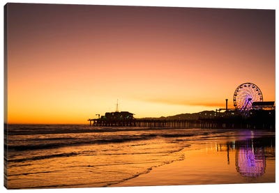Santa Monica Pier At Sunrise, Santa Monica, California, USA Canvas Art Print