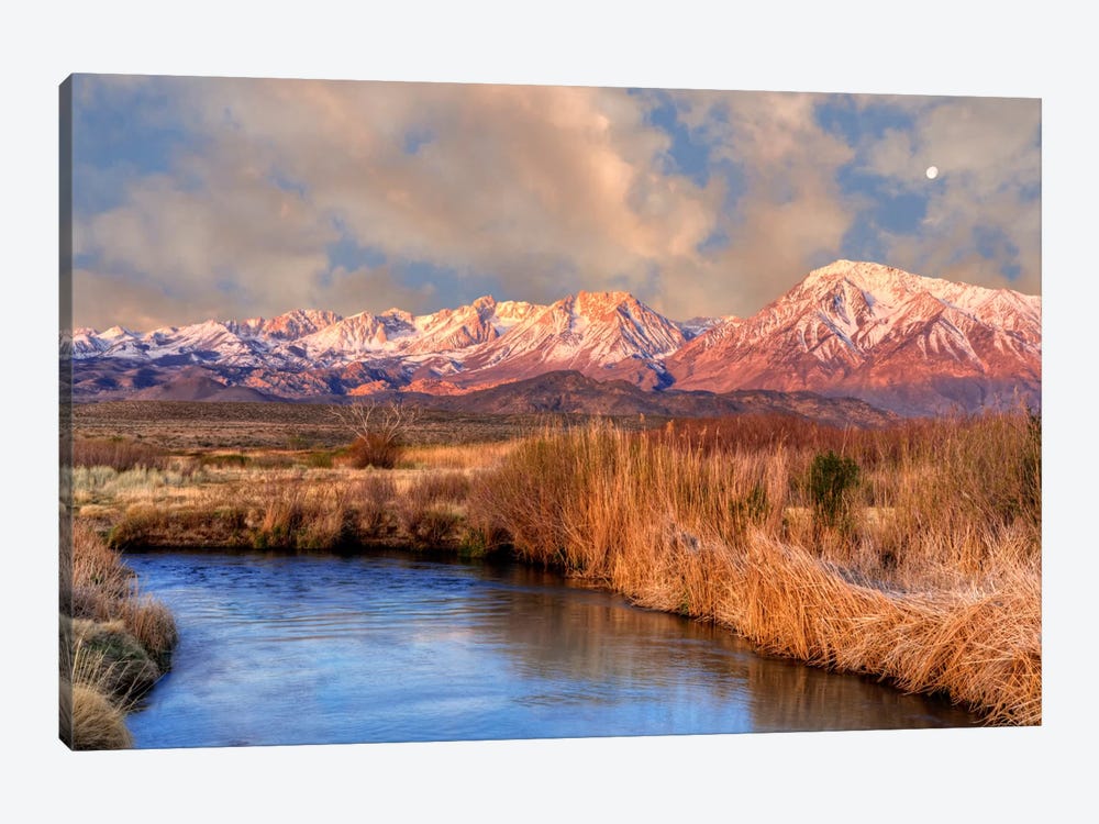 Distant Moon Over A Mountain Landscape, Sierra Nevada, California, USA 1-piece Canvas Art