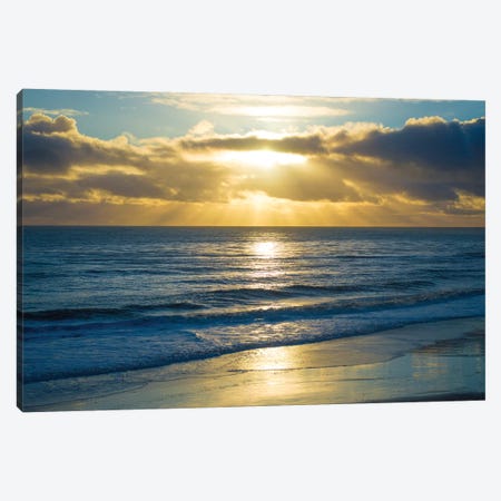 Beach Sunset Surfers Canvas Print #DFO2} by Doug Foulke Canvas Art Print