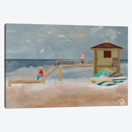 Couple On The Beach Canvas Print #DFR10} by Darla Ferrara Canvas Wall Art
