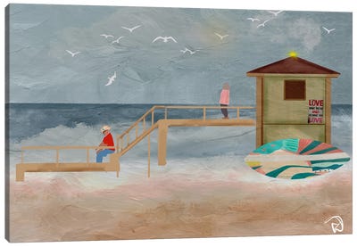Couple On The Beach Canvas Art Print - Darla Ferrara