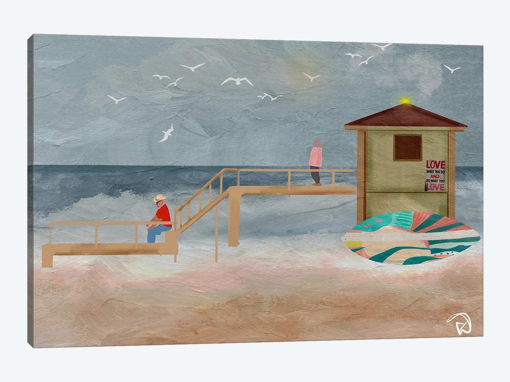 Couple On The Beach by Darla Ferrara 1-piece Canvas Art