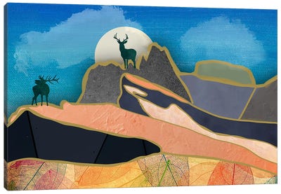 Deer On The Mountains Canvas Art Print - Darla Ferrara