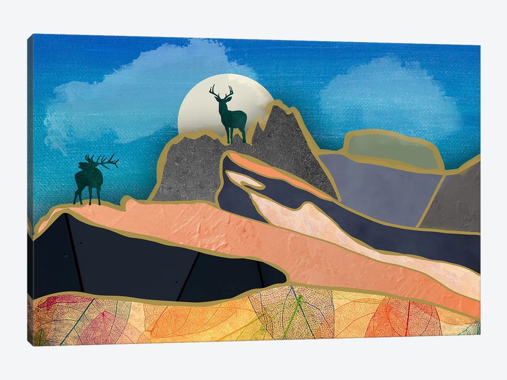 Deer On The Mountains by Darla Ferrara 1-piece Canvas Art Print