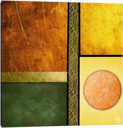 Geometric Squares In Green And Earth Tones Canvas Art Print - Darla Ferrara