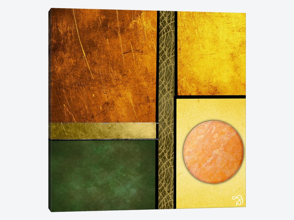 Geometric Squares In Green And Earth Tones by Darla Ferrara 1-piece Canvas Artwork
