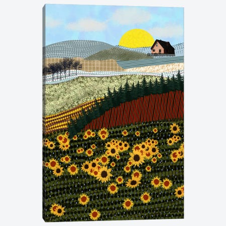 House On The Hill With Sunflowers Canvas Print #DFR24} by Darla Ferrara Canvas Artwork