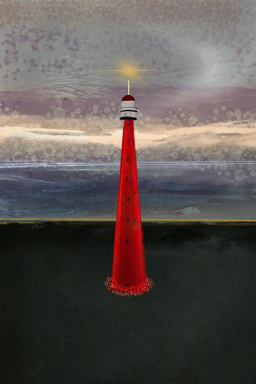 Red Lighthouse by Darla Ferrara wall art