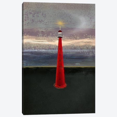 Red Lighthouse Canvas Print #DFR27} by Darla Ferrara Canvas Artwork