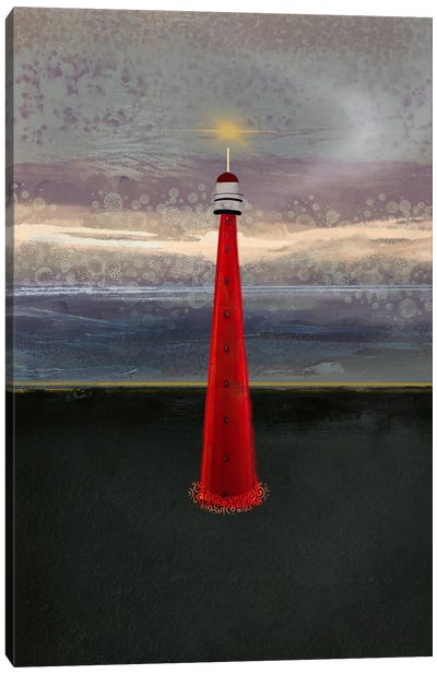 Red Lighthouse Canvas Art Print - Darla Ferrara