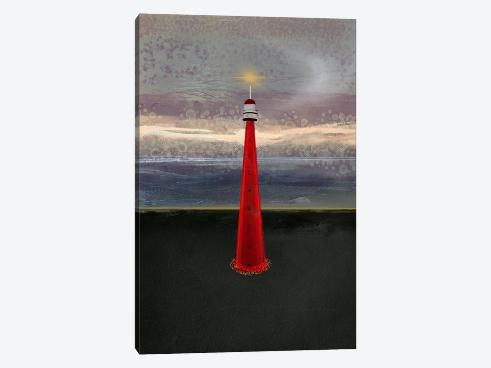 Red Lighthouse by Darla Ferrara 1-piece Canvas Art