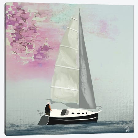 Man On Sailboat Canvas Print #DFR29} by Darla Ferrara Canvas Print