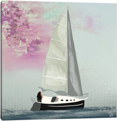 Man On Sailboat Canvas Art Print - Darla Ferrara