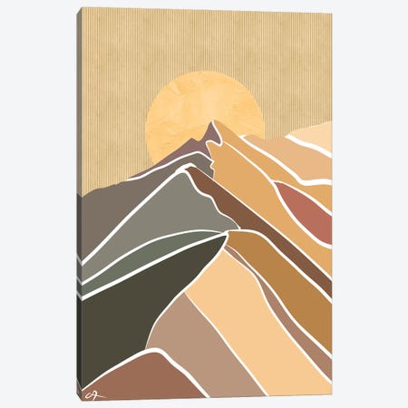 Moon Over The Mountains In Light Colors Canvas Print #DFR35} by Darla Ferrara Art Print