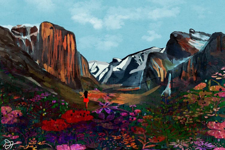 Mountains And Flowers by Darla Ferrara wall art