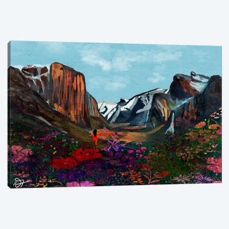 Mountains And Flowers Canvas Print #DFR36} by Darla Ferrara Art Print